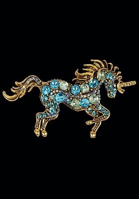 Blue Plated Metal Brooch