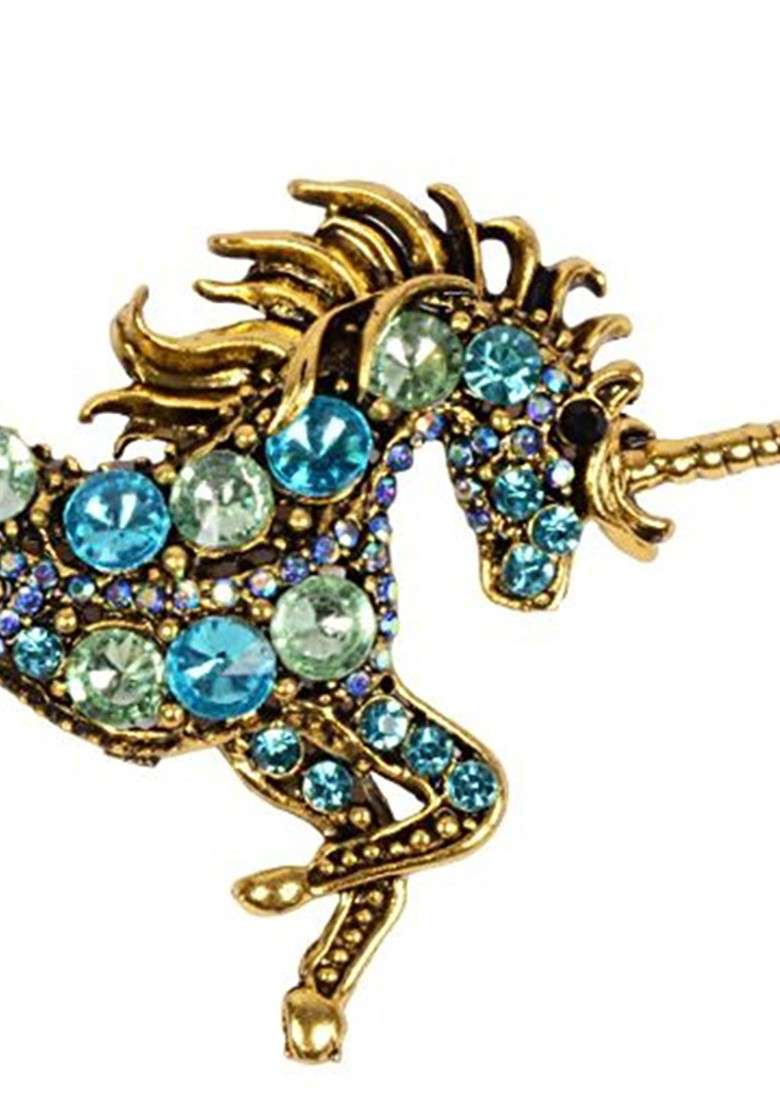 Blue Plated Metal Brooch - Indya