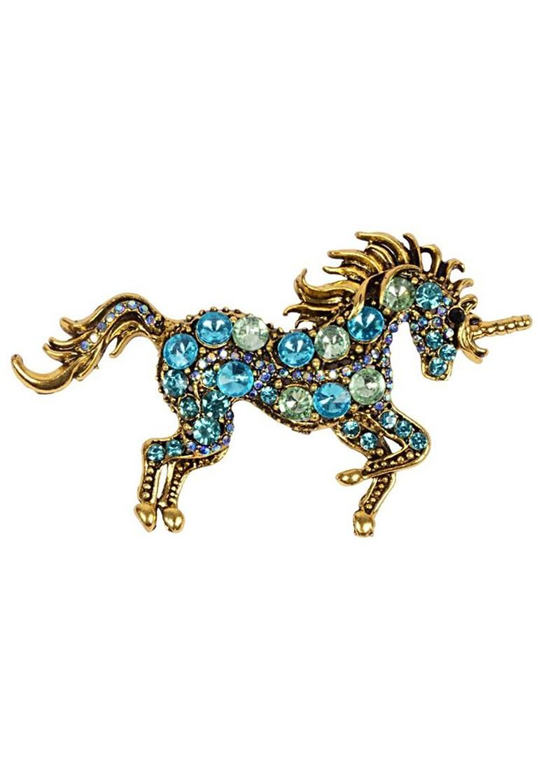 Blue Plated Metal Brooch