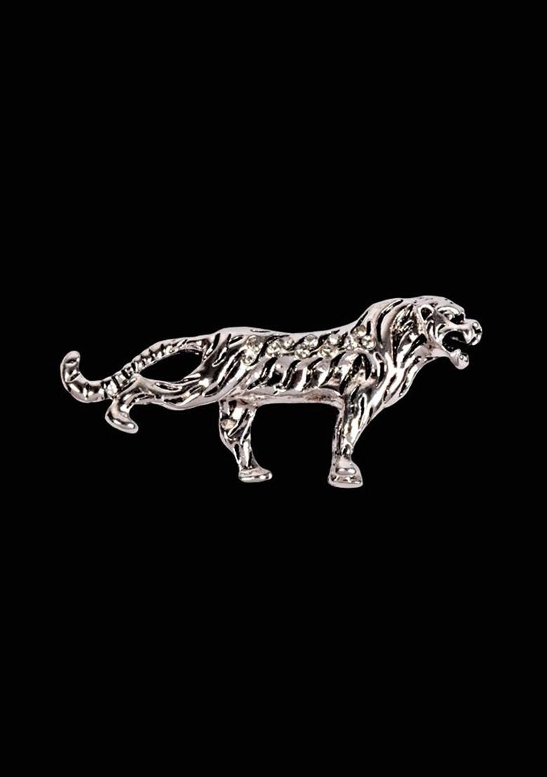 Men Silver Plated Vintage Metal Real Stones Studded Brooch