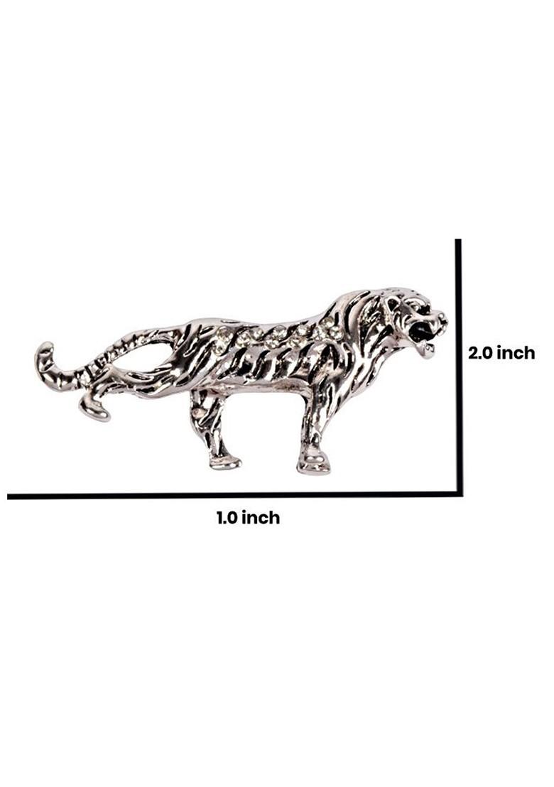 Men Silver Plated Vintage Metal Real Stones Studded Brooch