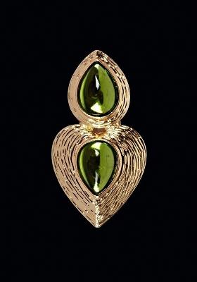 Gold Plated Real Stones Studded Metal Brooch