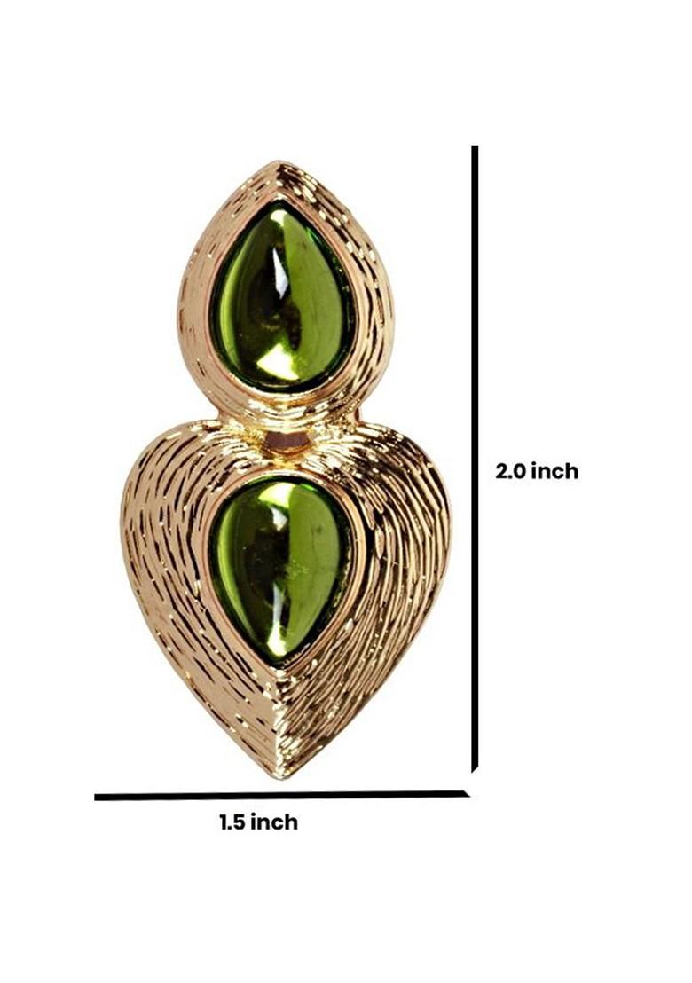 Gold Plated Real Stones Studded Metal Brooch