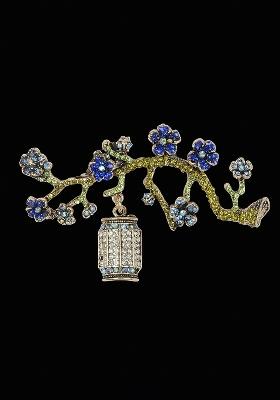 Gold Toned Plated Real Stones Brooch