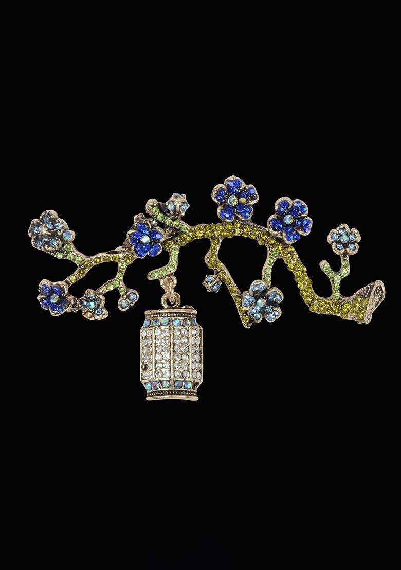 Gold Toned Plated Real Stones Brooch