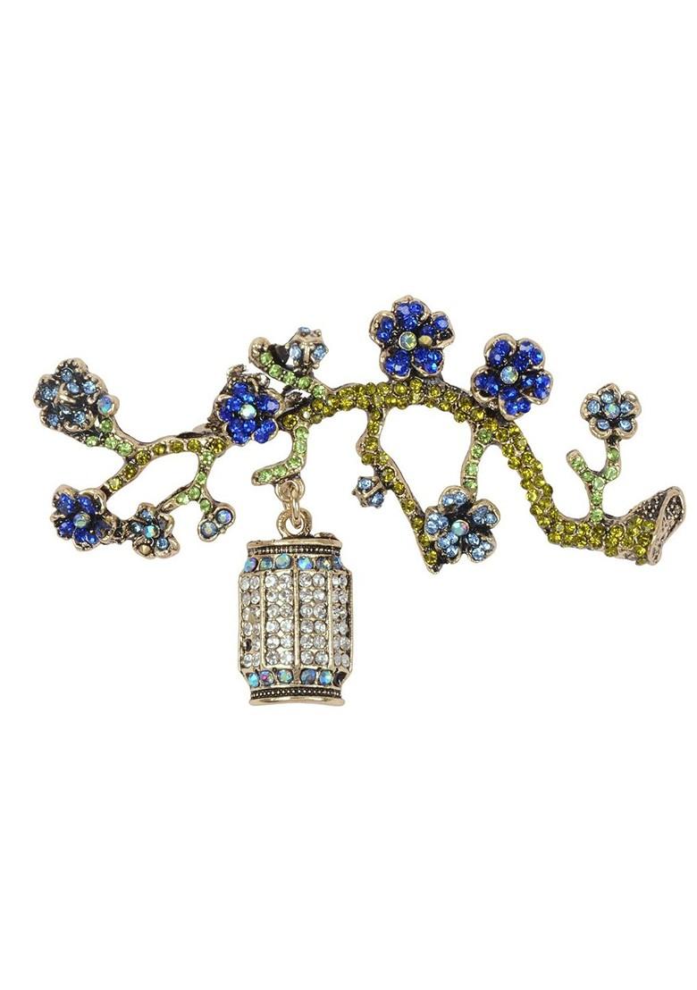 Gold Toned Plated Real Stones Brooch