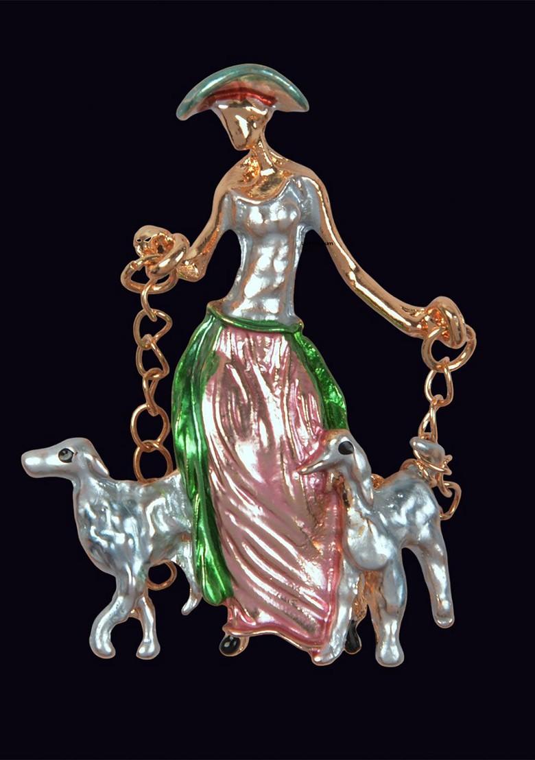 Men Gold Toned Plated Metal Brooch