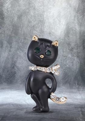 Gold Plated Cat Enamel Kitty Lapel Brooch Pin