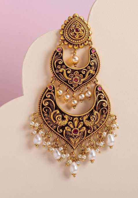 Women Gold Plated Ethnic Antique Hair Brooch
