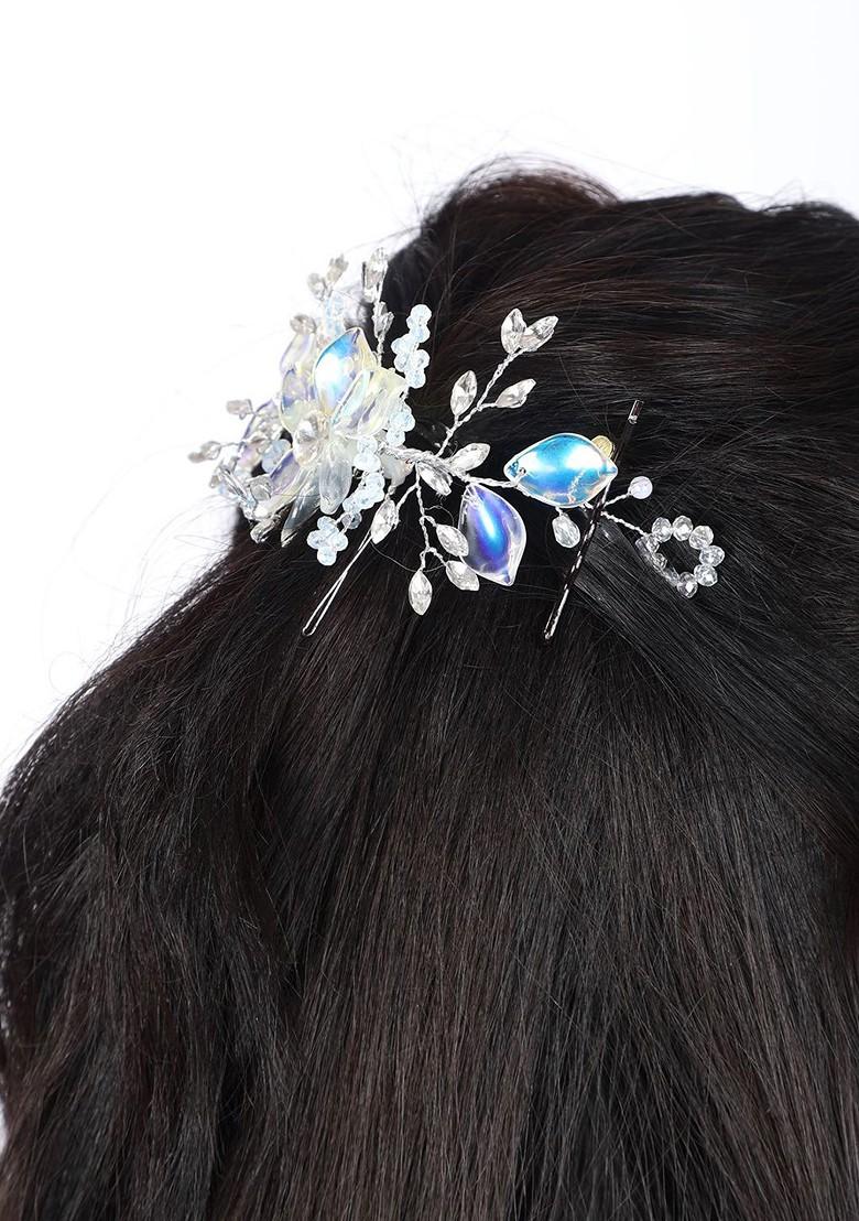 Blue Plated Metal Brooch