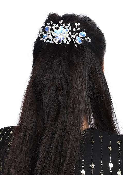 Blue Plated Metal Brooch