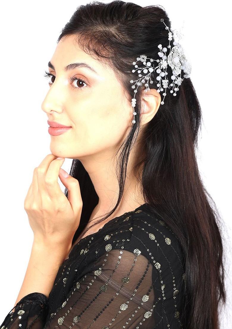 Artificial Stones Studded And Beaded Minimal Brooch