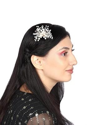 Artificial Stones Studded And Beaded Minimal Brooch