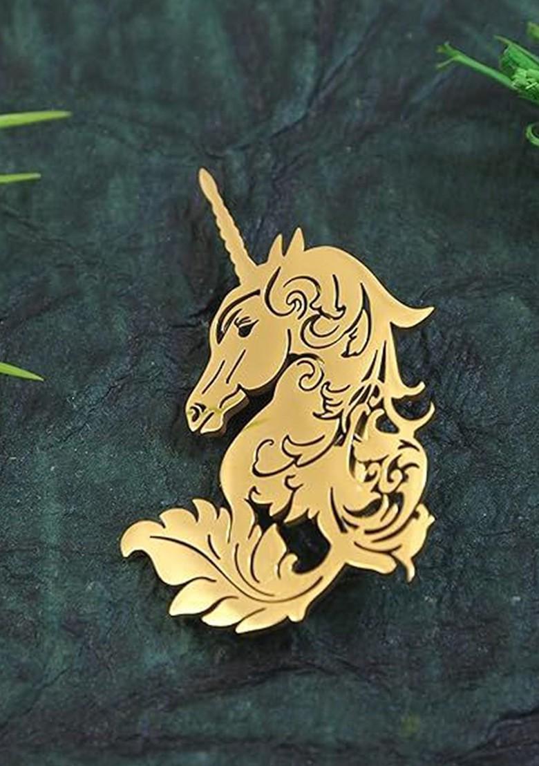 Unisex Stainless Steel Unicorn Brooch