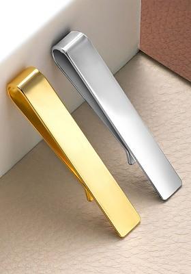 Silver Toned Plated Metal Tie Pin Brooch