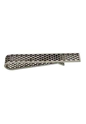 Silver Honeycomb Pattern Brass Tie Bar For Men - Indya