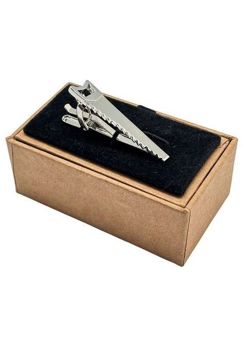 Silver Saw Blade Design Brass Tie Bar For Men