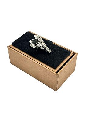 Silver Gun Design Brass Tie Pin For Men