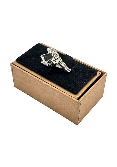 Silver Gun Design Brass Tie Pin For Men