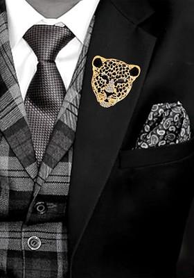 Set Of 2 Lion Face Shaped Brooch Lapel Pin