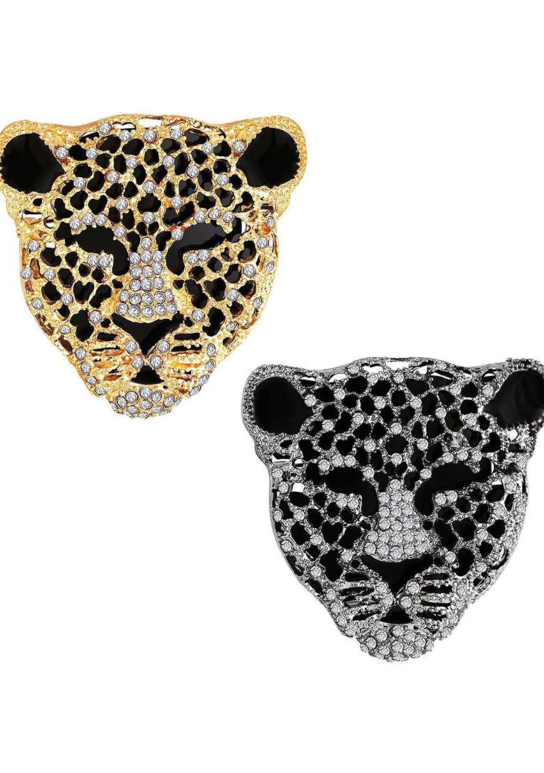 Set Of 2 Lion Face Shaped Brooch Lapel Pin