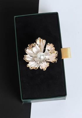 Men Stone Studded Beaded Flower Brooch