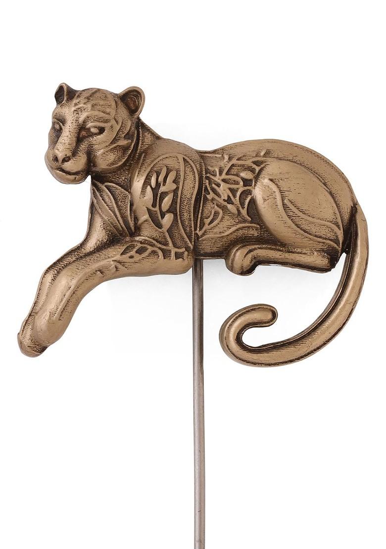 Men Gold Toned Panther Lapel Pin Brooch