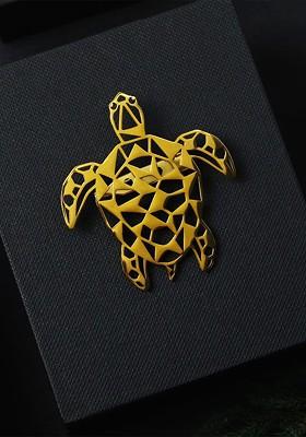 Men Gold Plated Turtle Tranquility Brooch Pin