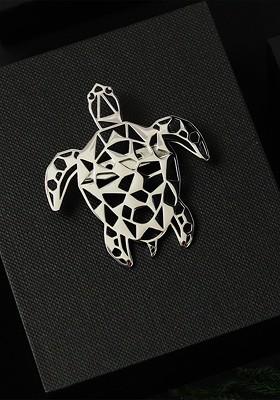 Men Turtle Tranquility Silver Minimal Lapel Pin Brooch