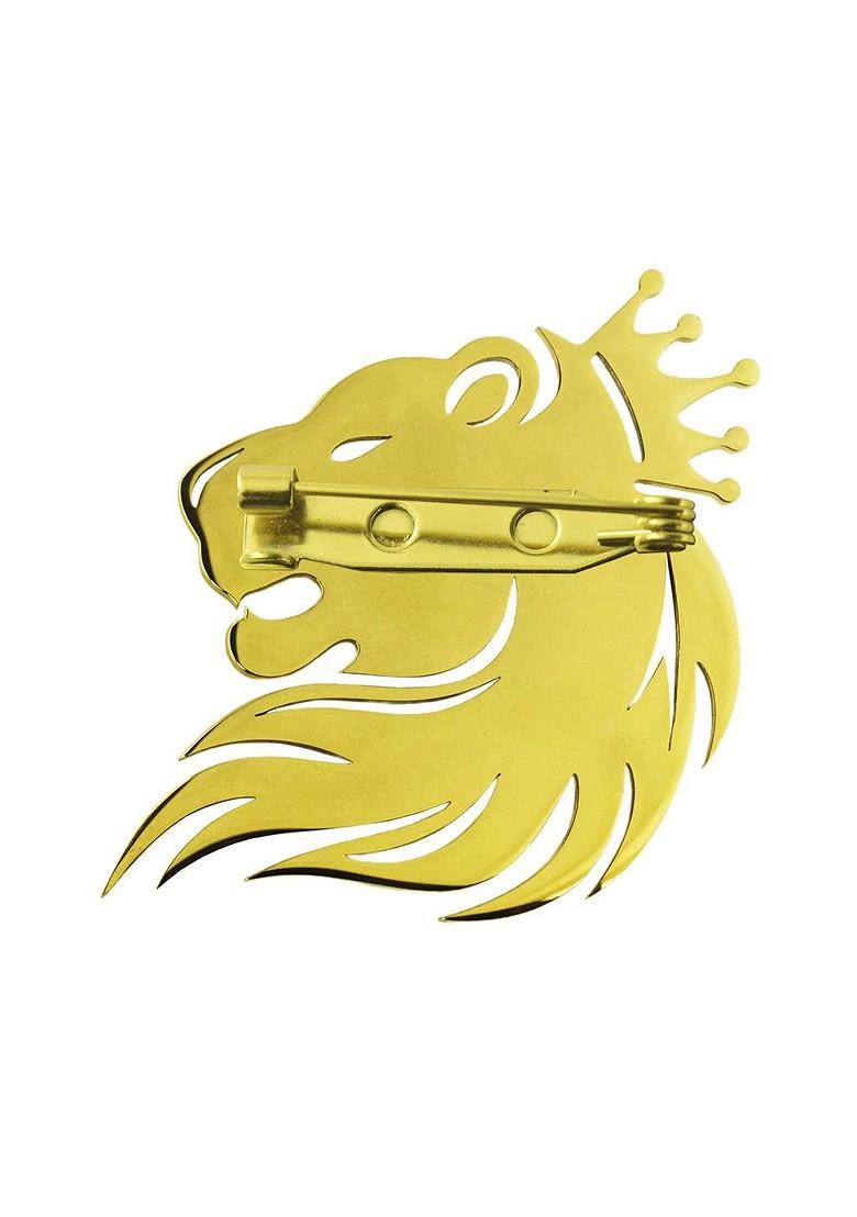 Men Gold Plated Majestic Lion Golden Minimal Lapel Pin Brooch