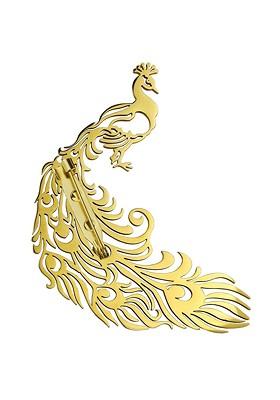 Men Peacock Elegance Golden Minimal Lapel Pin Brooch