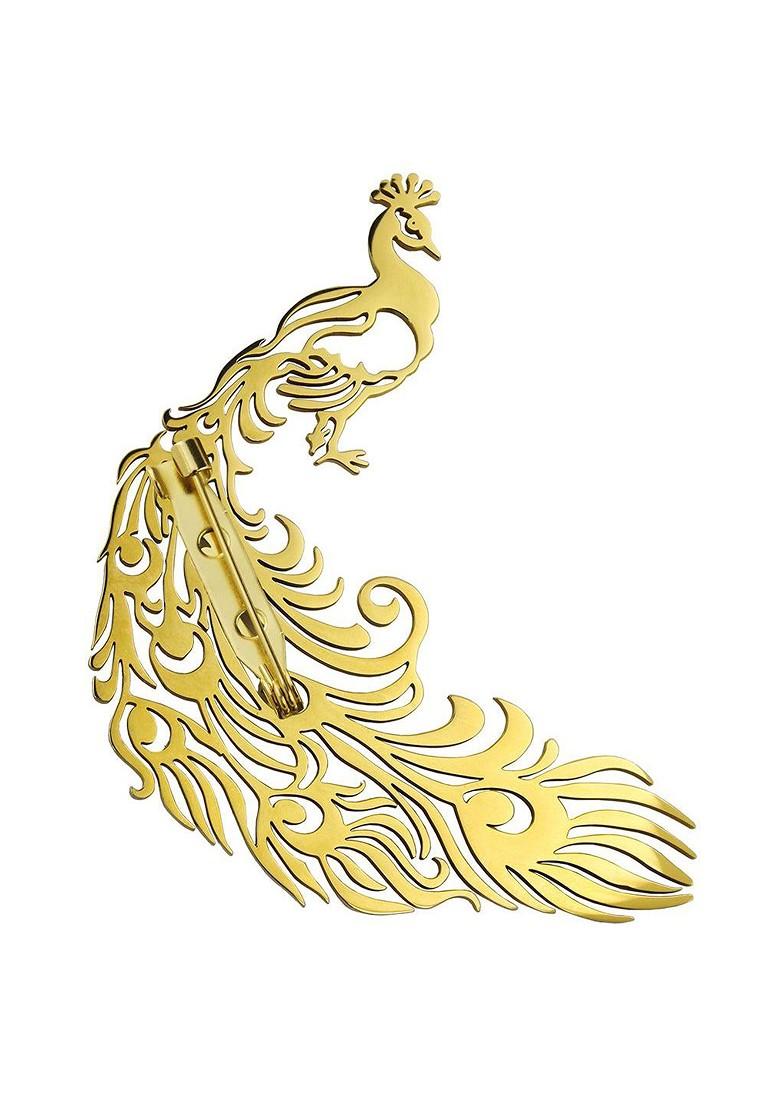 Men Peacock Elegance Golden Minimal Lapel Pin Brooch
