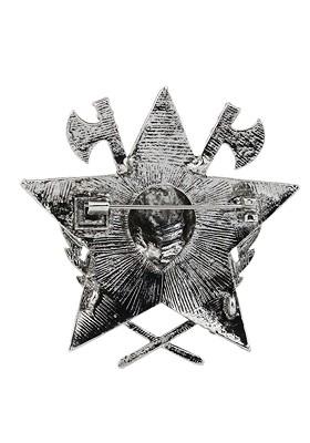 Men Silver Toned Lions Design Brooch