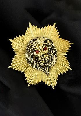 Men Gold Toned Lions Design Brooch