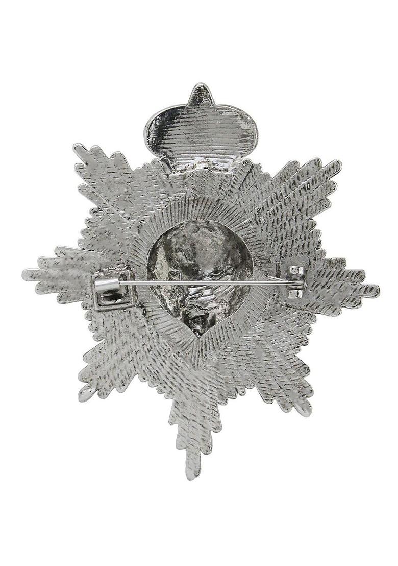 Men Silver Toned Lions Design Brooch