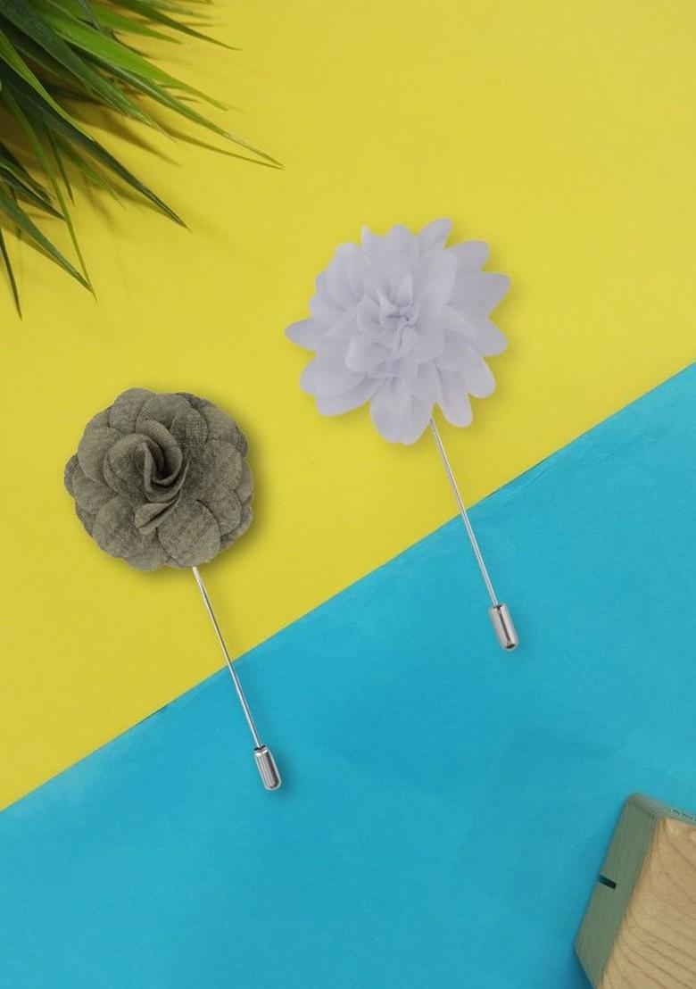 Men Set Of 2 Dahlia Flower Lapel Pin Brooch