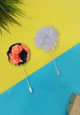 Pack Of 2 Men Dahlia Flower Shaped Lapel Pin Brooch