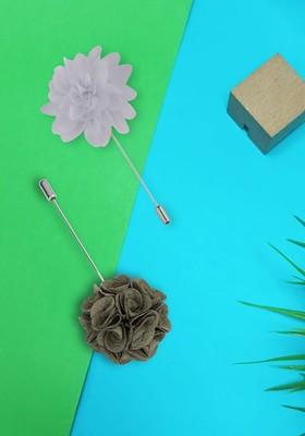 Men Set Of 2 Dahlia Flower Lapel Pin Brooch