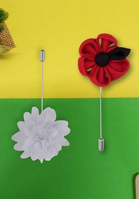 Pack Of 2 Men Dahlia Flower Shaped Lapel Pin Brooch