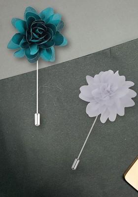 Pack Of 2 Men Dahlia Flower Shaped Lapel Pin Brooch