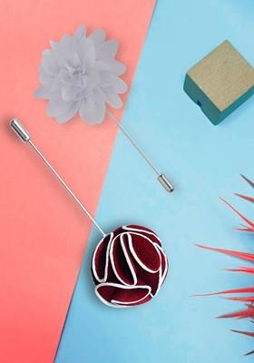 Pack Of 2 Men Dahlia Flower Shaped Lapel Pin Brooch