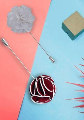 Pack Of 2 Men Marigold Flower Shaped Lapel Pin Brooch