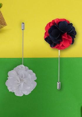 Pack Of 2 Men Marigold Flower Shaped Lapel Pin Brooch