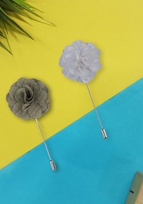 Pack Of 2 Men Marigold Flower Shaped Lapel Pin Brooch