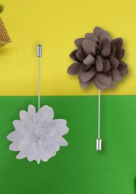 Pack Of 2 Men Dahlia Flower Shaped Lapel Pin Brooch