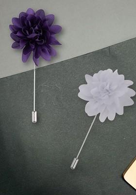 Men Set Of 2 Dahlia Flower Lapel Pin Brooch