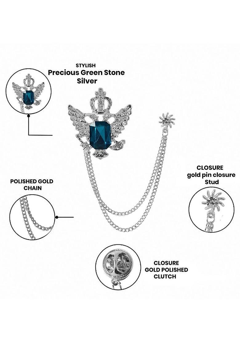 Silver Plated Rhinestone Studded Crown Shape Brooch