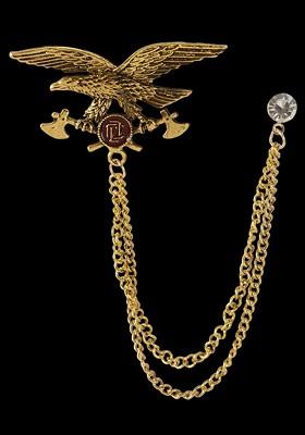 Gold Plated Artificial Stones Studded Eagle Bird Brooch