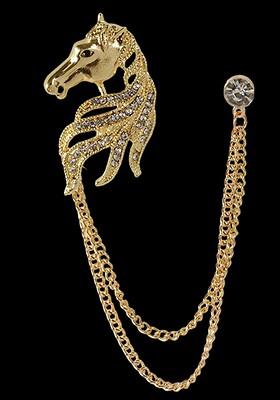 Gold Plated Zircon Studded Animal Horse Style Brooch