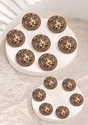 Men Set Of 13 Fiery Tiger Button Brooches